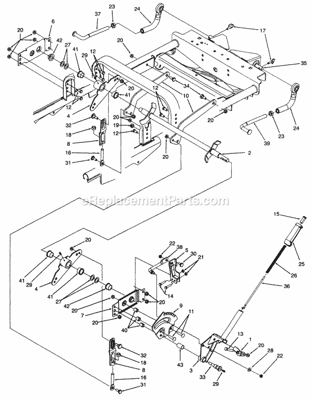 Lift System And Linkage Diagram and Parts List for Z54L 53AC365K100 Cub Cadet Lawn Mower